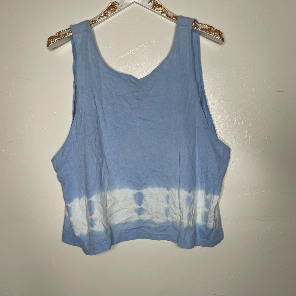 VINTAGE SINGLE STITCH TIE DYE OMBRE BLUE TANK TOP SZ L